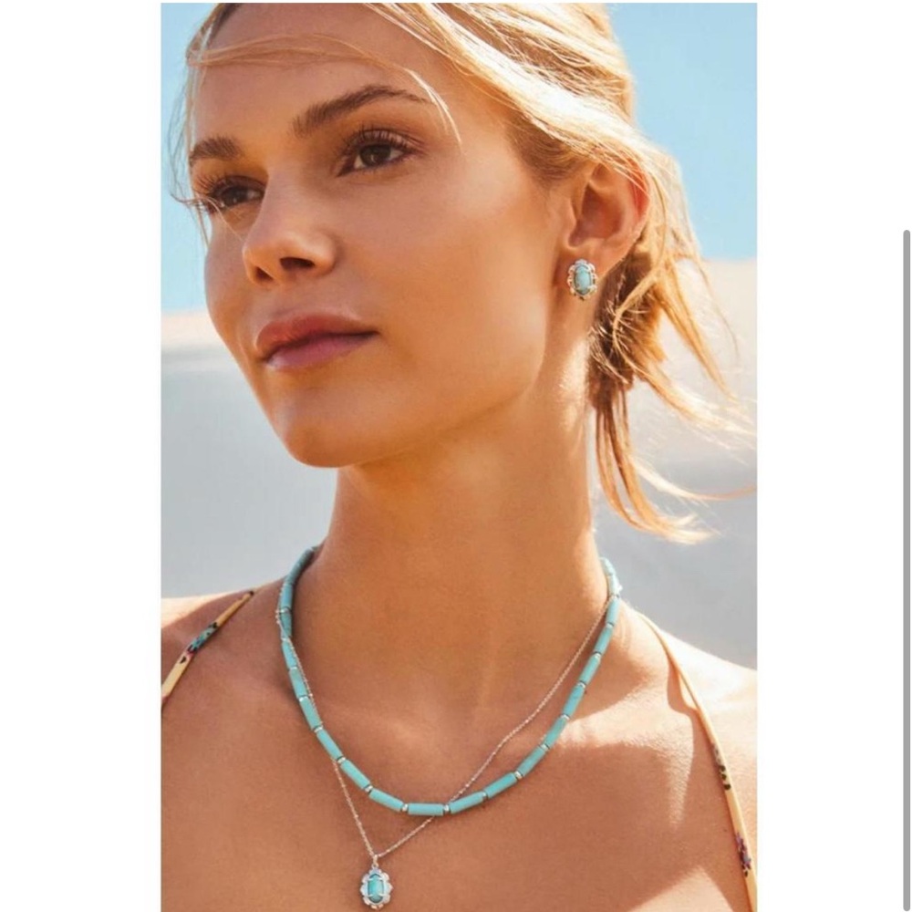 Kendra Scott‎ Ember Silver Strand Necklace in Variegated Turquoise NWT
